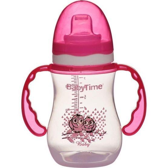 Baby Time 250 ml Pembe Damla Akıtmaz Kulplu Bardak