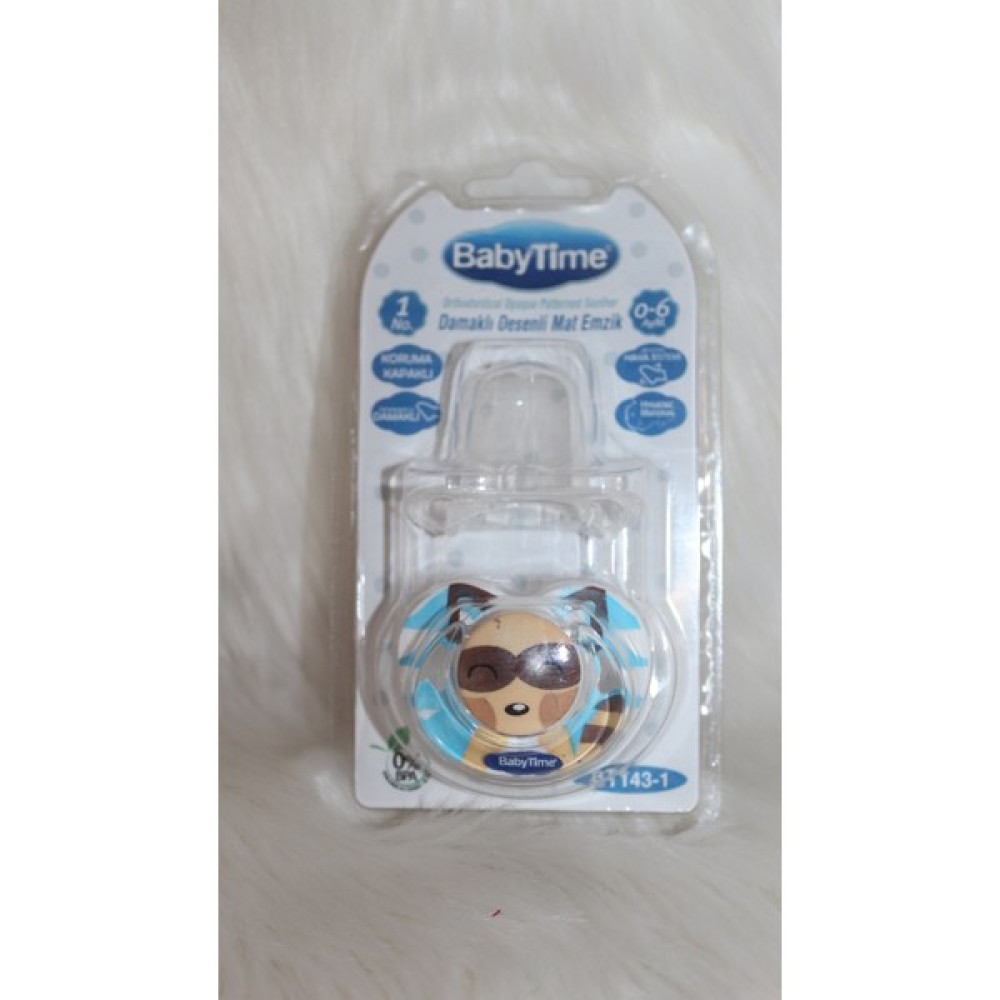 Baby Time Babytime Damaklı Desenli Koruyucu Kapaklı Mat Emzik 6-18 Ay (2 No) - 6 - 18 Ay - Renkli Emzik Fiyatı