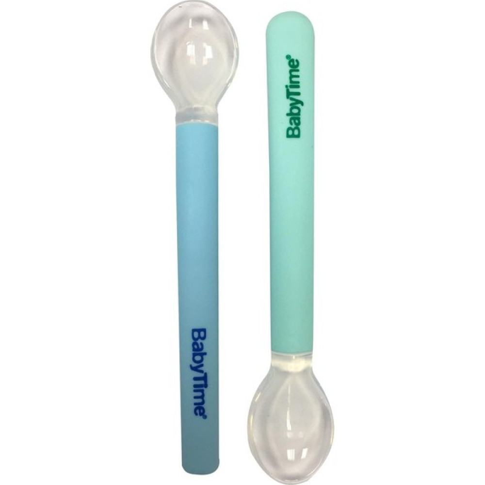 Baby Time BT113 Silikon Mama Kaşığı 2'li - Mavi - Açık Mavi - Yeşil Mama Seti Fiyatı