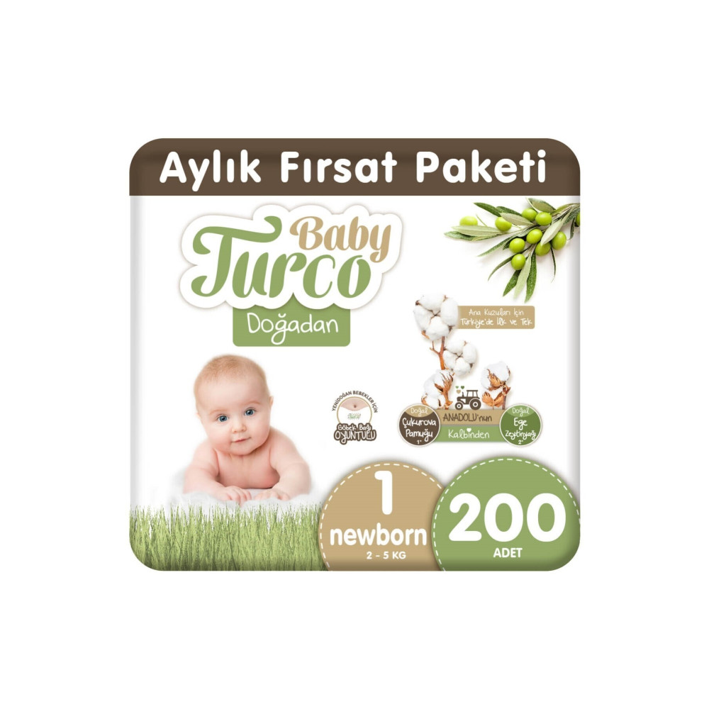 Baby Turco Doğadan 1 Numara Newborn 200 Adet Bebek Bezi Fiyatı