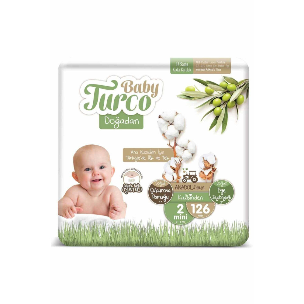 Baby Turco Doğadan 2 Numara Mini 126 Adet Bebek Bezi Fiyatı