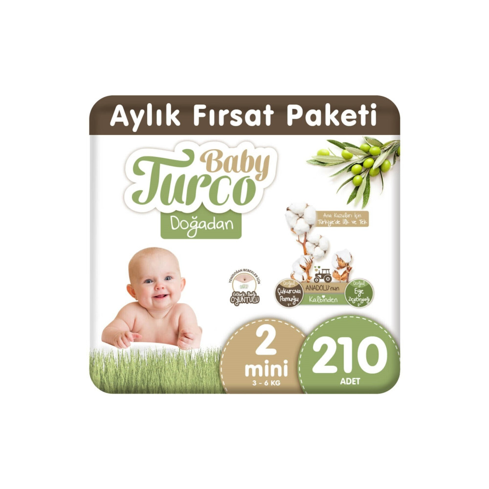 Baby Turco Doğadan 2 Numara Mini 210 Adet Bebek Bezi Fiyatı