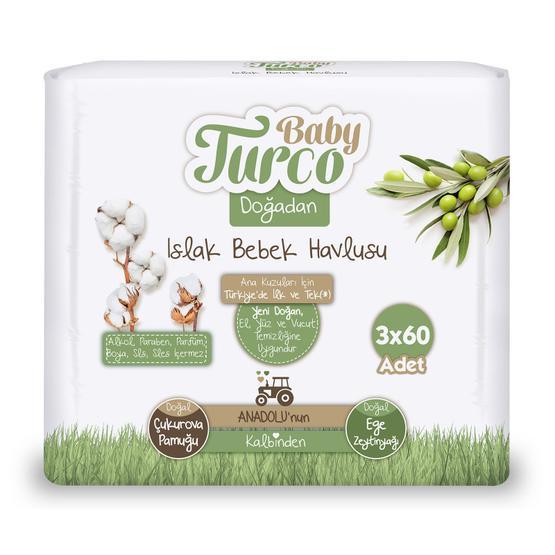 Baby Turco Doğadan 3x60 Yaprak Islak Bebek Havlusu Bebek Mendil-Islak Mendil Fiyatı