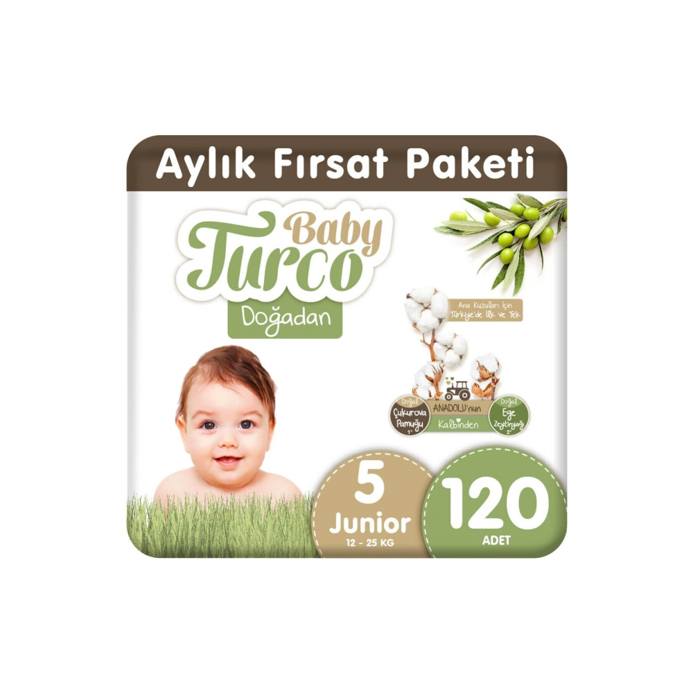 Baby Turco Doğadan 5 Numara Junior 120 Adet Bebek Bezi Fiyatı