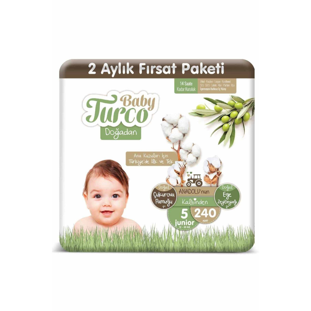 Baby Turco Doğadan 5 Numara Junıor 240 Adet Bebek Bezi Fiyatı