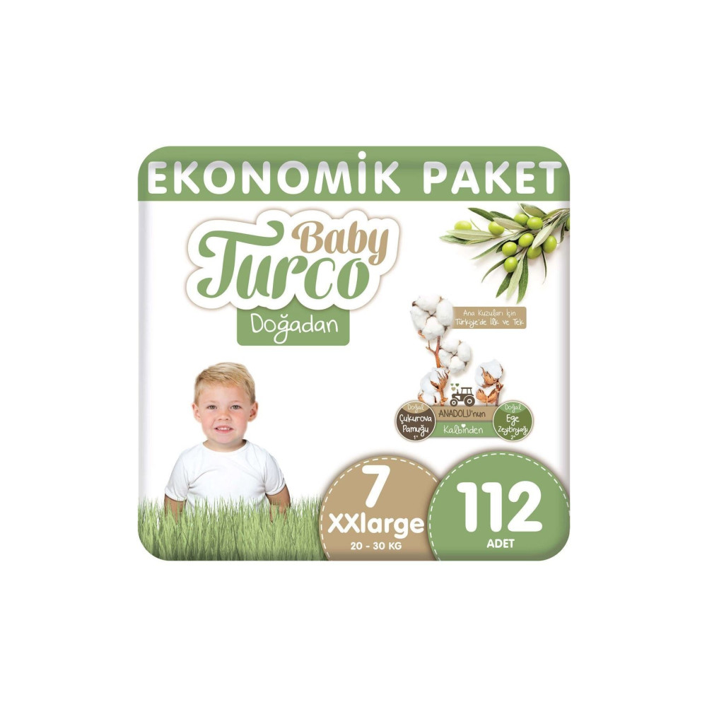 Baby Turco Doğadan Bebek Bezi Ekonomik Paket Xxlarge 7 Numara 112 Adet Bebek Bezi Fiyatı