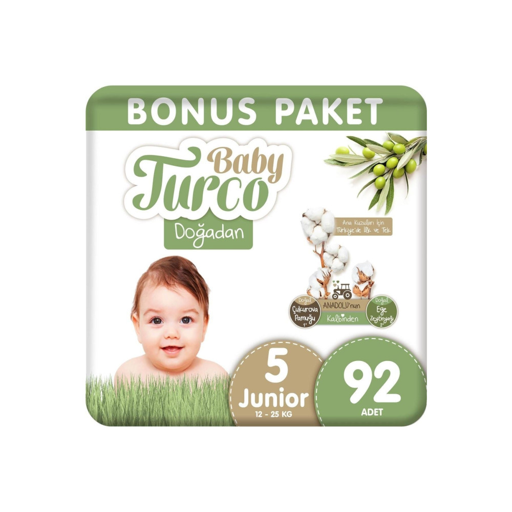 Baby Turco Doğadan Bonus Bebek Bezi 5 Numara Junior 92 Adet Bebek Bezi Fiyatı