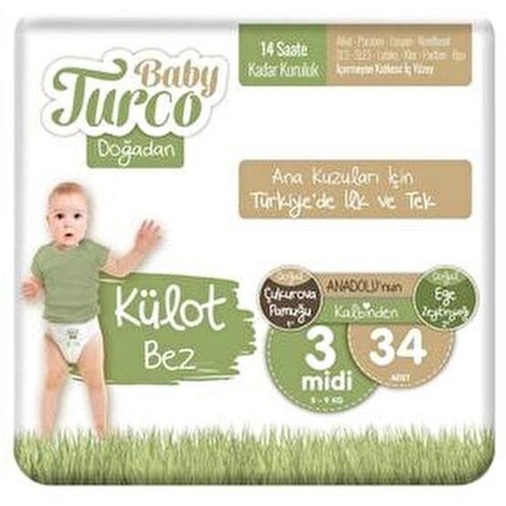 Baby Turco Doğadan No:3 Midi 34 Adet Külot Bebek Bezi Bebek Bezi Fiyatı