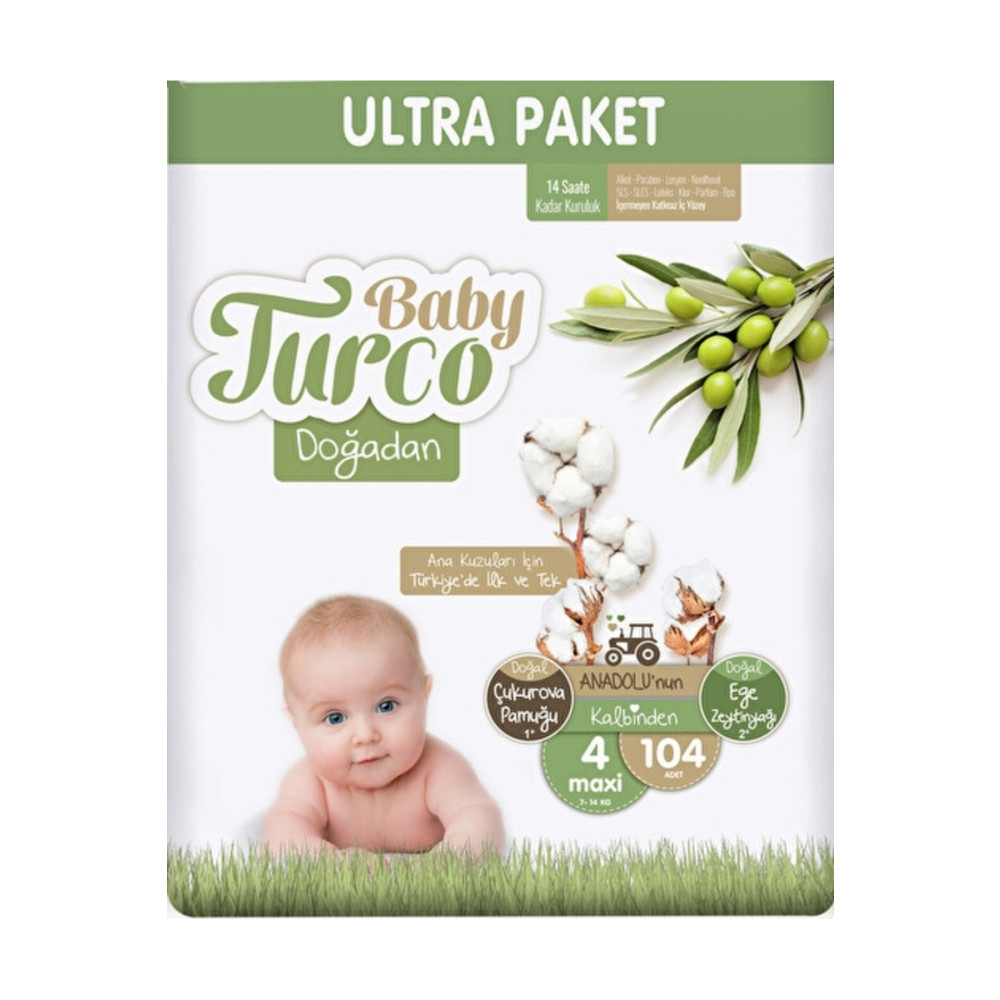 Baby Turco Doğadan Ultra Fırsat Bebek Bezi 4 No Maxi 104 Lü Bebek Bezi Fiyatı
