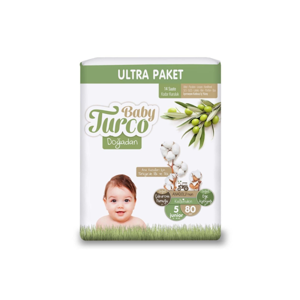 Baby Turco Doğadan Ultra Fırsat Bebek Bezi 5 No Junior 80 Li Bebek Bezi Fiyatı