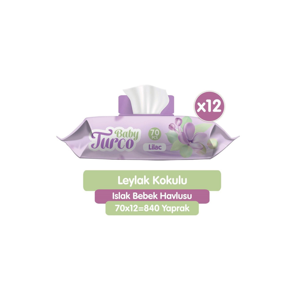 Baby Turco Leylak Kokulu Islak Bebek Havlusu 12x70 Adet Bebek Mendil-Islak Mendil Fiyatı