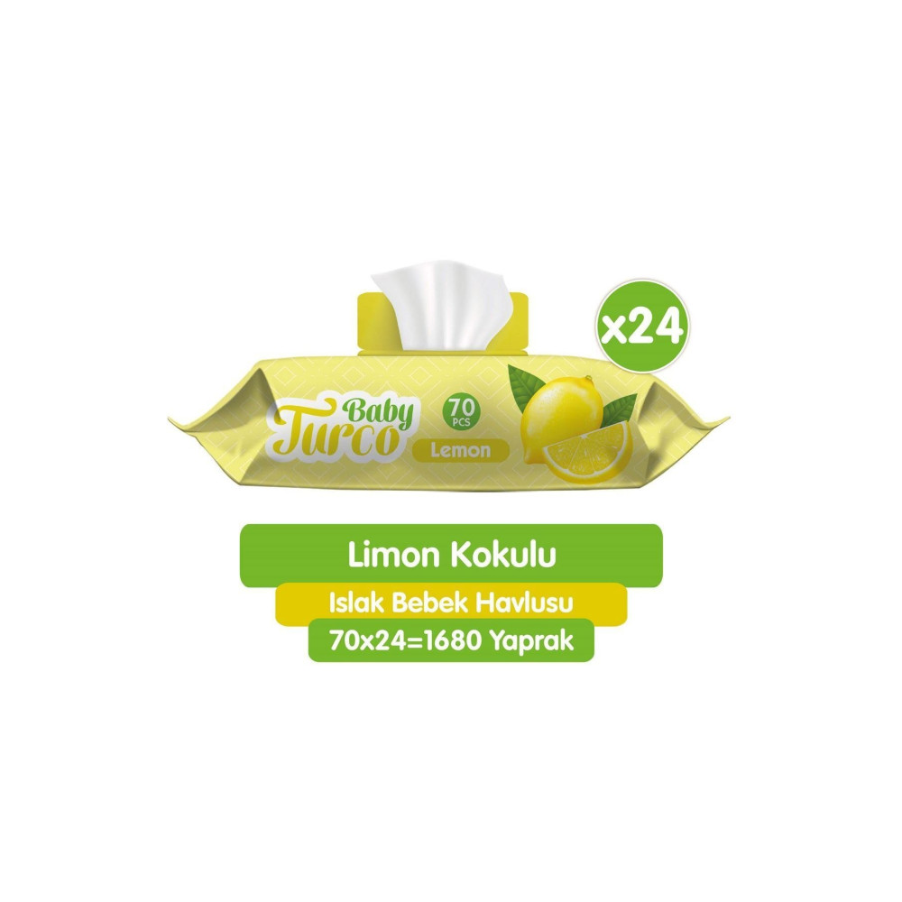 Baby Turco Limon Kokulu Islak Bebek Havlusu 24x70 Adet Bebek Mendil-Islak Mendil Fiyatı