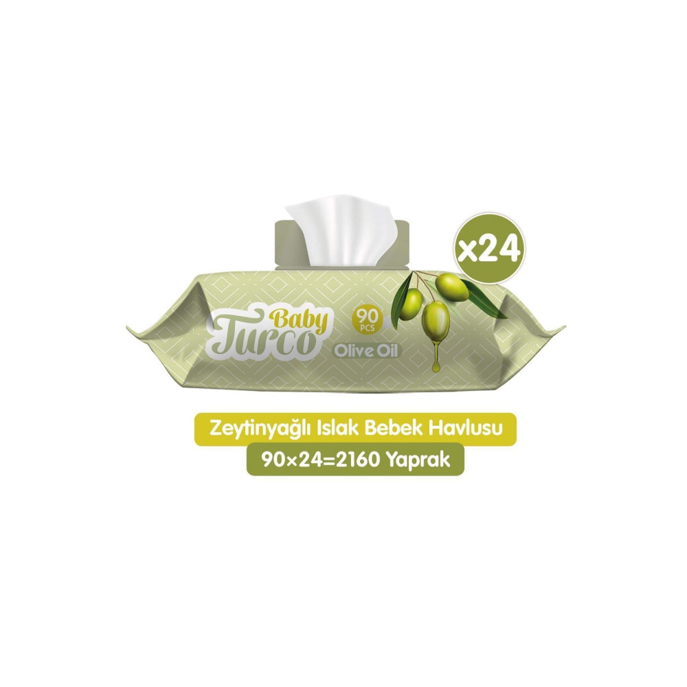 Baby Turco Zeytinyağlı Islak Bebek Havlusu 24x90 Adet Bebek Mendil-Islak Mendil Fiyatı
