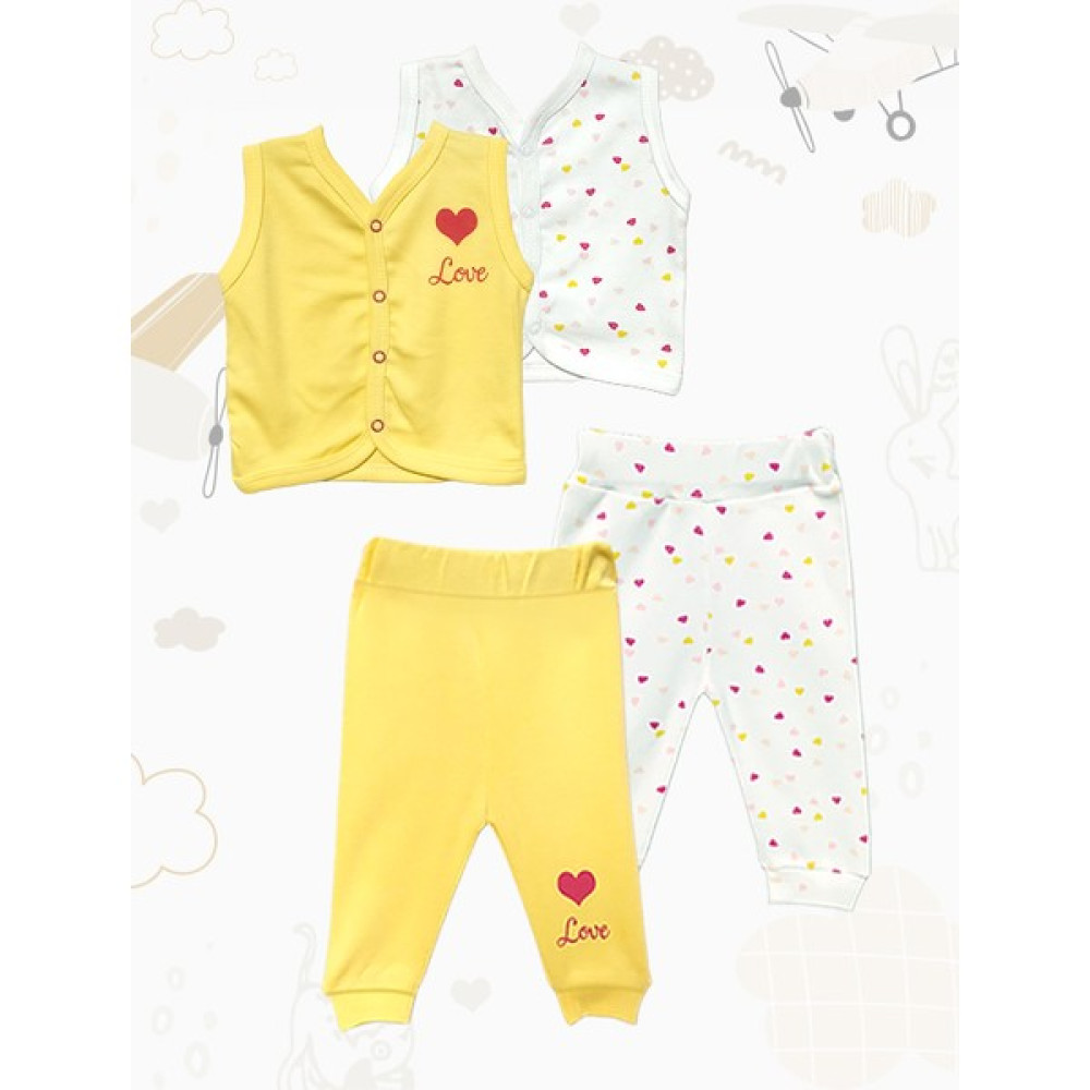 Baby West Kız Bebek Erkek Bebek Çıtçıtlı Mevsimlik Kız Yelek Modelleri 4lü Takım %100 Pamuk Bebek Takımları Bebek Giysi Takım Fiyatı