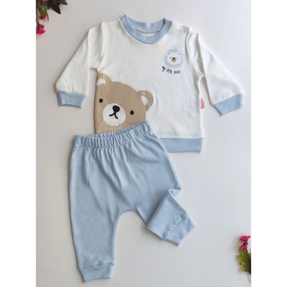 Baby Wings Ayıcık Baskılı Erkek 2'li Takım Bebek Tulumu Fiyatı