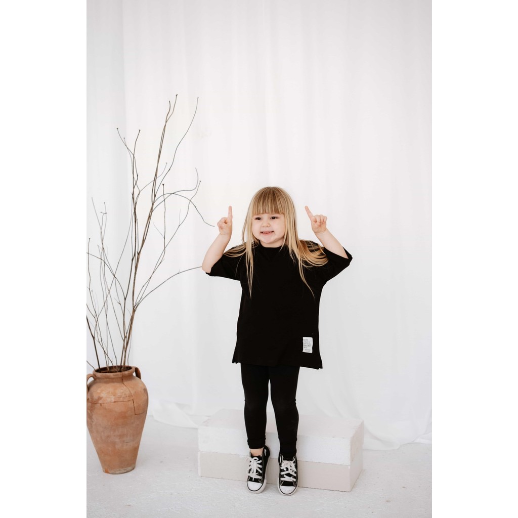 Babybek Collection Oversize Kız Çocuk Siyah T-Shirt Uzun Kol Günlük Tarz %100 Pamuk Giyim & İç Giyim Fiyatı