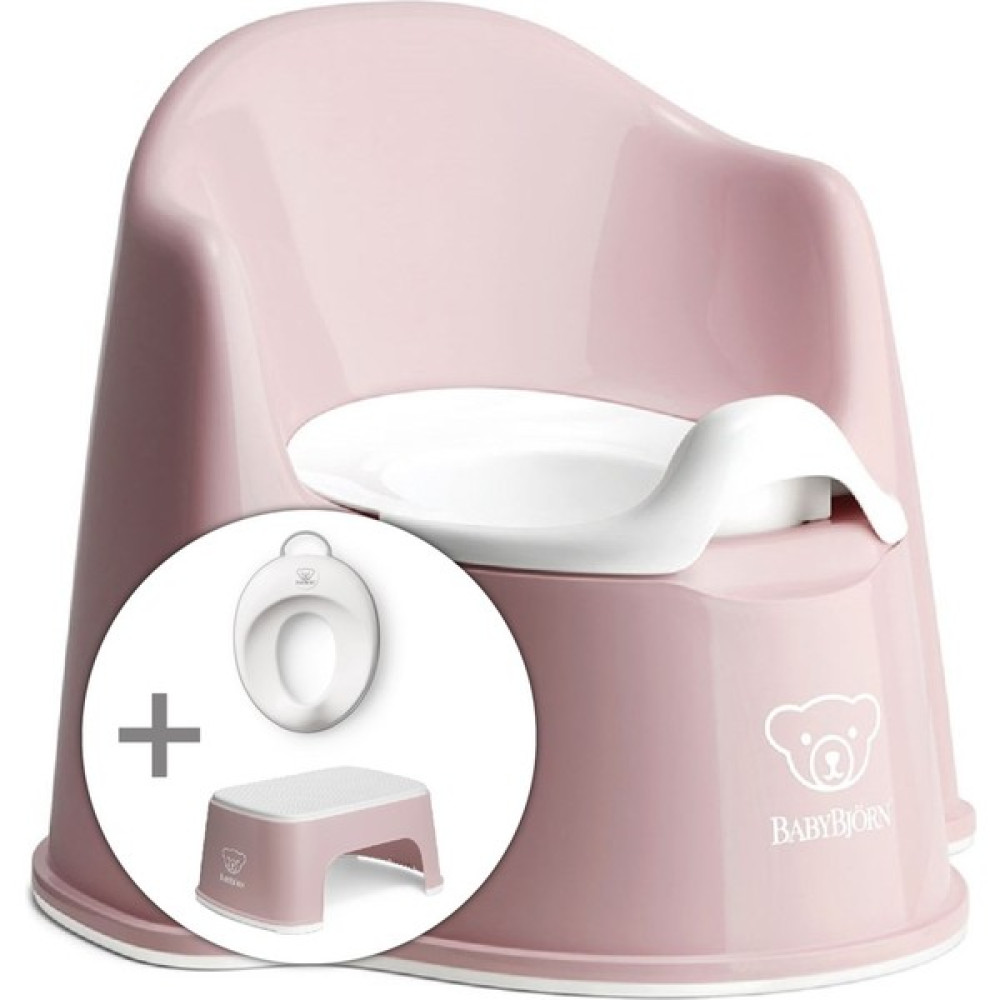 Babybjörn Koltuk Oturak & Klozet Adaptörü & Banyo Basamağı Tuvalet Eğitimi Seti / Powder Pink - Bej Bebek Lazımlık Fiyatı
