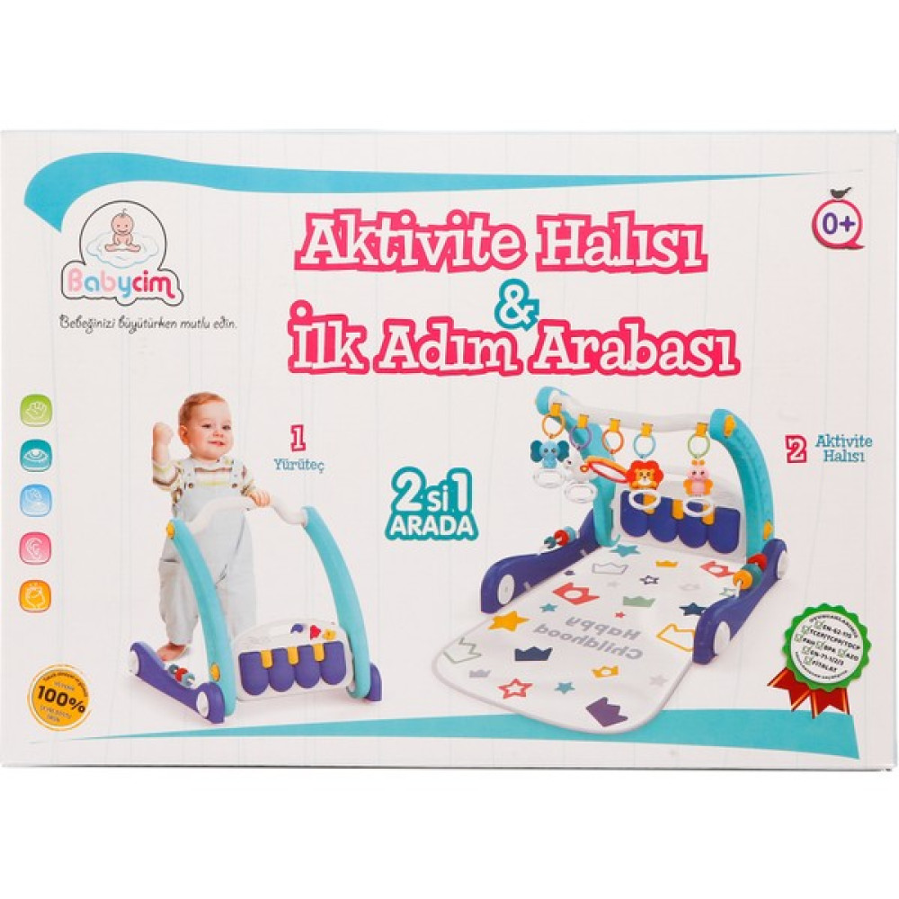 Babycim Aktivite Halısı & Ilk Adım Arabası - Mavi - Renkli - 43 x 78 x 52 cm Oyuncak Fiyatı
