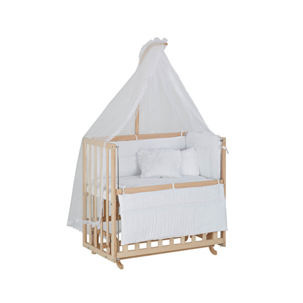 Babycom 50x90 CM Anne Yanı Naturel Boyasız Ahşap Beşik + Beyaz Uyku Seti̇ Bebek Oyun Parkı & Beşikleri Fiyatı