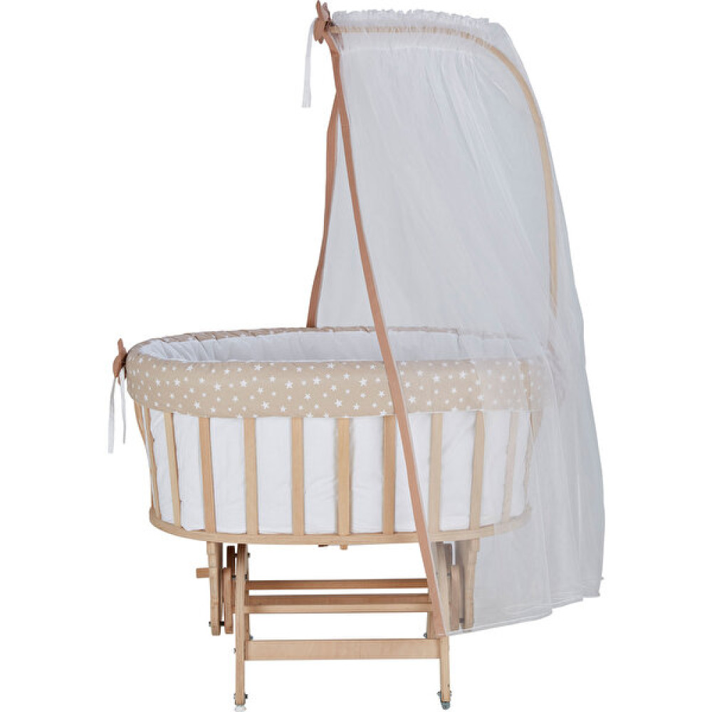 Babycom Naturel Boyasız Ahşap Sepet Beşik + Kahverengi Yıldızlı Uyku Seti Beşik Fiyatı