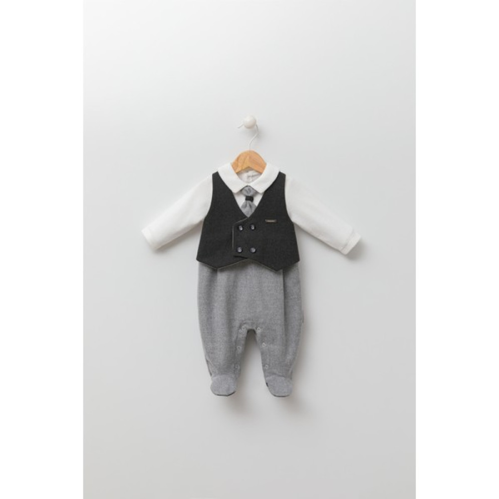 Babydola Takım Görünümlü Kravatlı Yelekli Patikli Bayramlık Erkek Bebek Tulum 13425 Bebek Tulumu Fiyatı