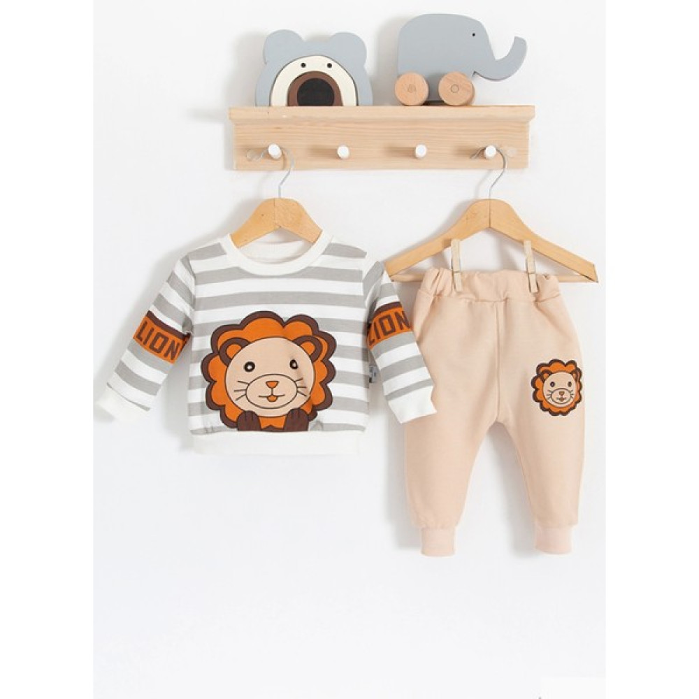 Babydonat Aslan Desenli 2'li % 100 Pamuk Erkek Bebek Takımı Bebek Giysi Takım Fiyatı
