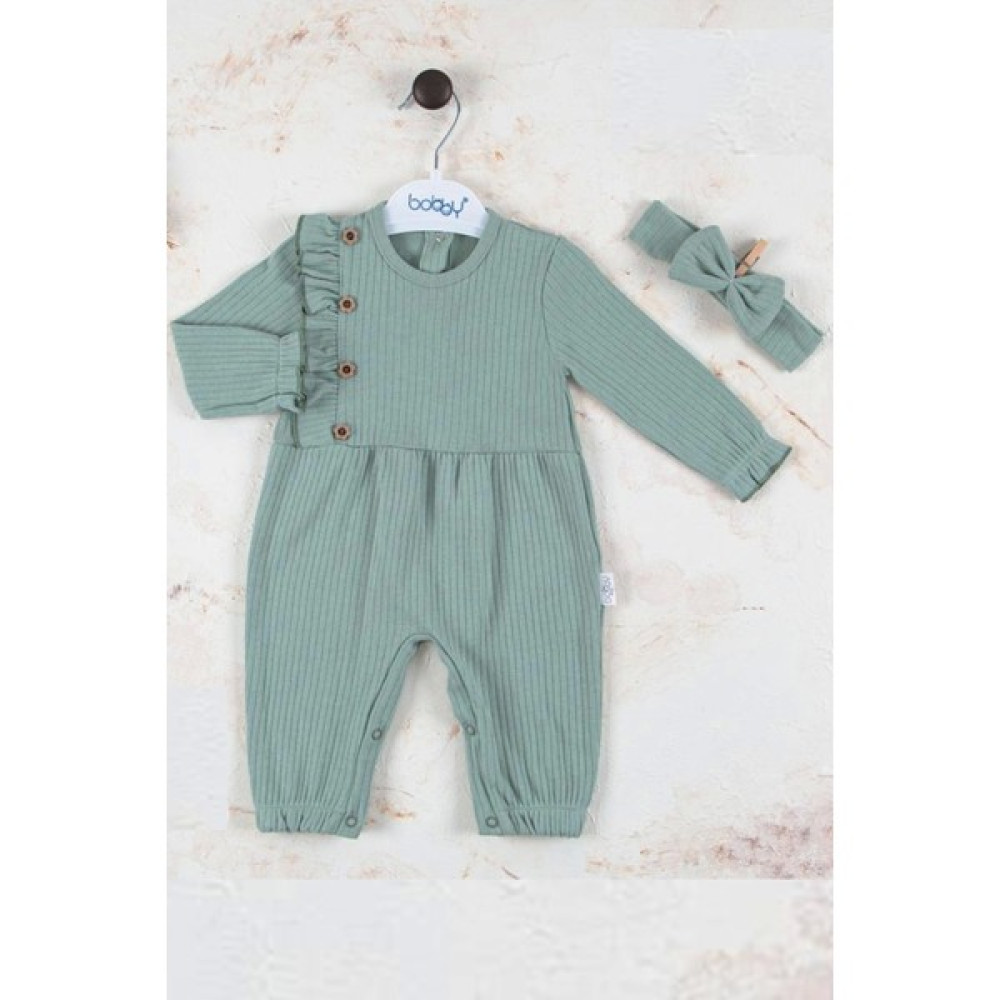 Babydonat Düğme Detaylı Bandanalı Pamuk Kız Bebek Tulumu10 Bebek Tulumu Fiyatı