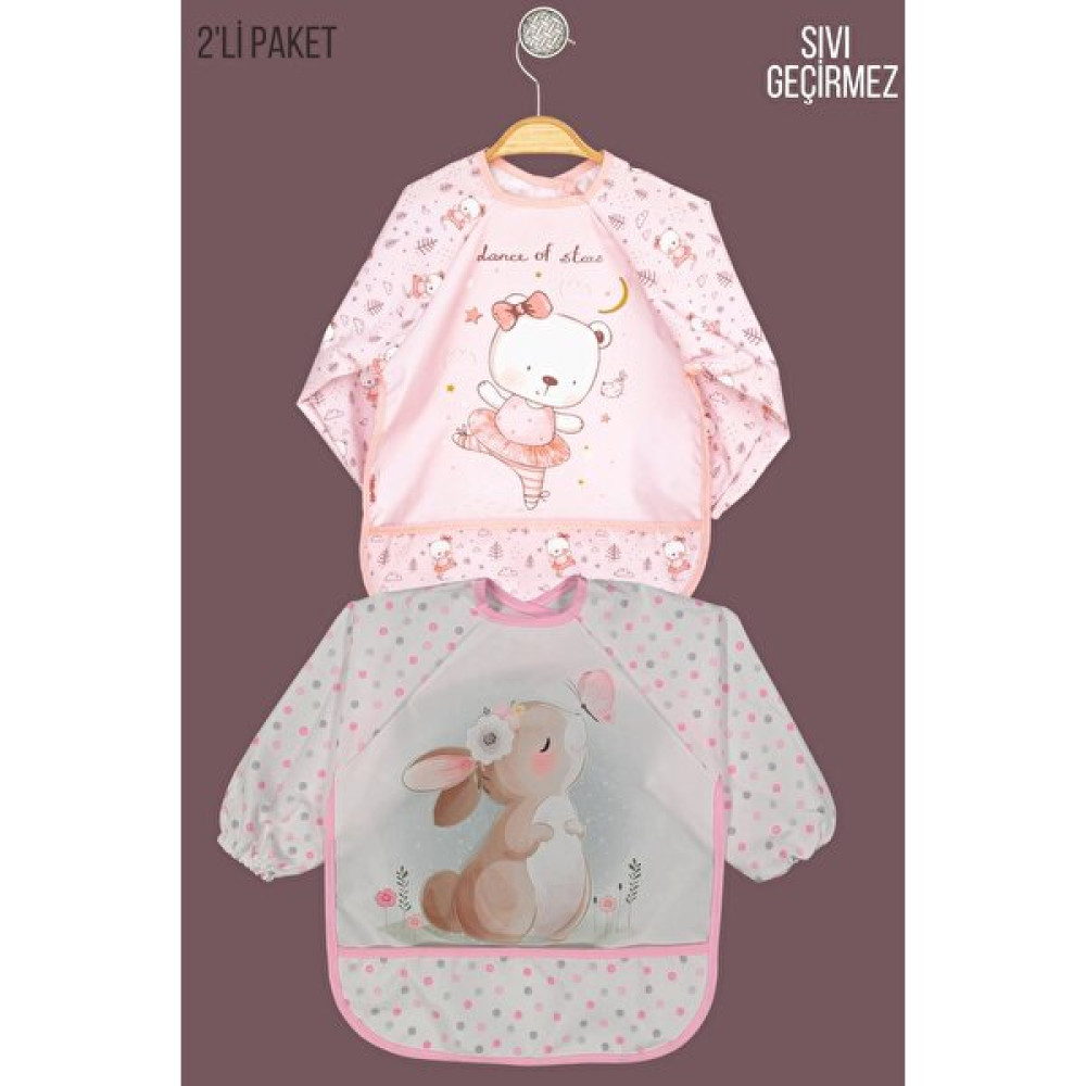 Babydonat Giyilebilir Kollu Mama Önlüğü 0-2 Yaş ( Pembe Tavşan - Bear ) - 0 - 2 Yaş Mama Önlüğü Fiyatı