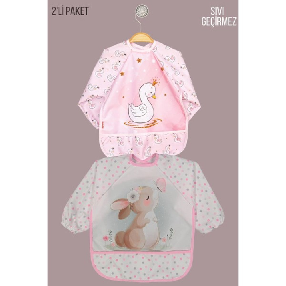 Babydonat Giyilebilir Kollu Mama Önlüğü 0-2 Yaş ( Pembe Tavşan - Kuğu ) - 0 - 2 Yaş Mama Önlüğü Fiyatı