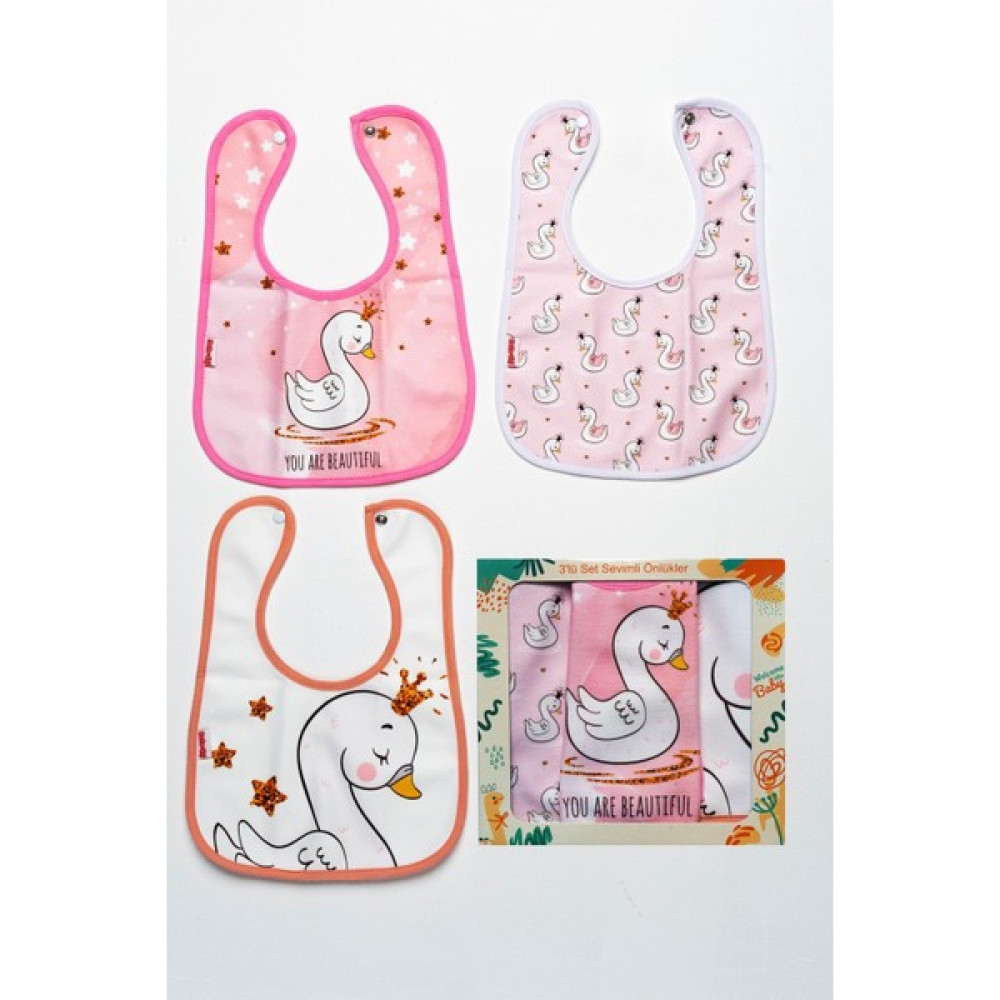 Babydonat Kuğu Temalı Kare 3 Parça Microfiber Mama Önlüğü Kendi Kutusunda (Su Geçirmez) Çıtçıtlı - Renkli - 0 - 2 Yaş Mama Önlüğü Fiyatı