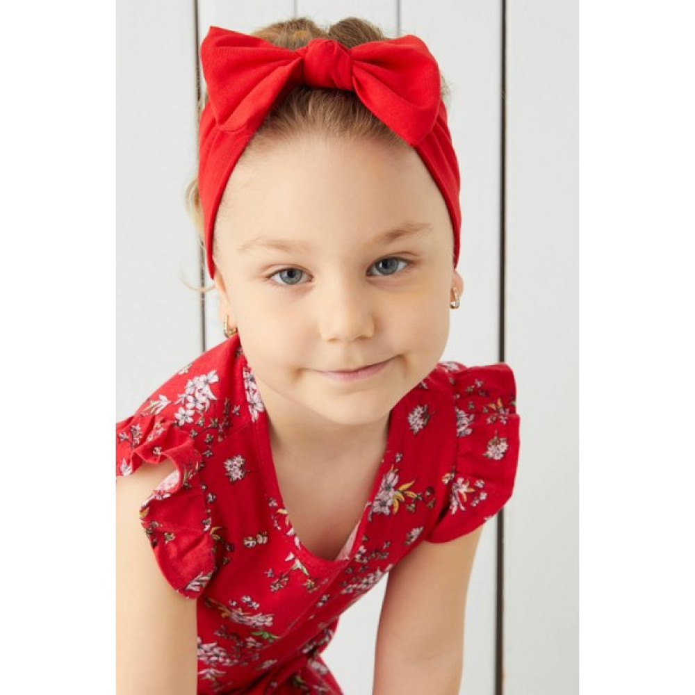 Babygiz Canlı Kırmızı El Yapımı Yumuşak Fiyonk Bağlamalı Doğal Pamuklu Penye Bebek Çocuk Kız Bandana Best Of Serisi Toka, Taç & Saç Bandı Fiyatı