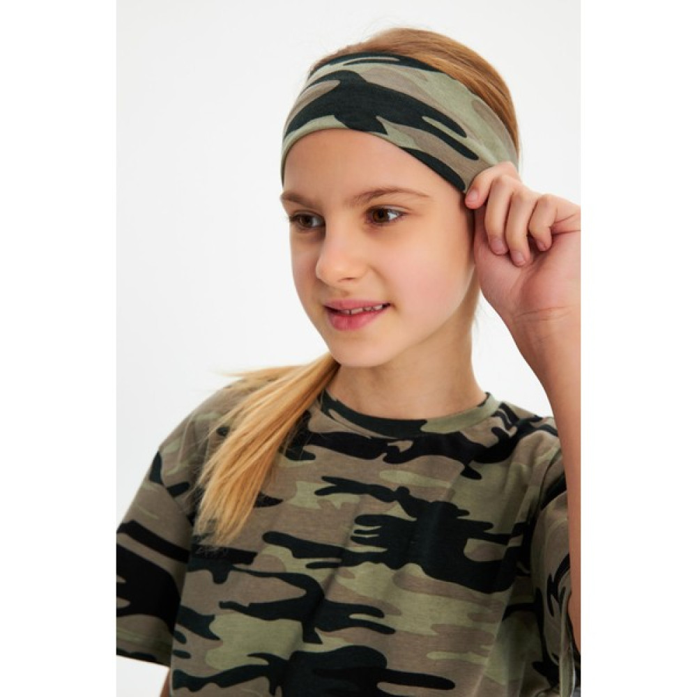 Babygiz Kamuflaj Kız Pamuklu Penye, Kaymaz, Terletmez, Ultra Hafif,  Esnek  Desenli Saç Bandı Bandana Toka, Taç & Saç Bandı Fiyatı