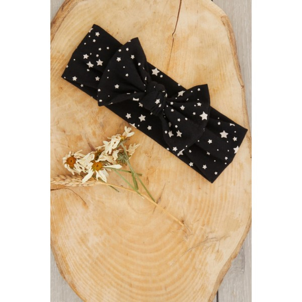 Babygiz Siyah Beyaz Yıldızlı El Yapımı Yumuşak Fiyonk Bağlamalı Doğal Pamuklu Penye Bebek Çocuk Kız Bandana Efsane Seri Toka, Taç & Saç Bandı Fiyatı