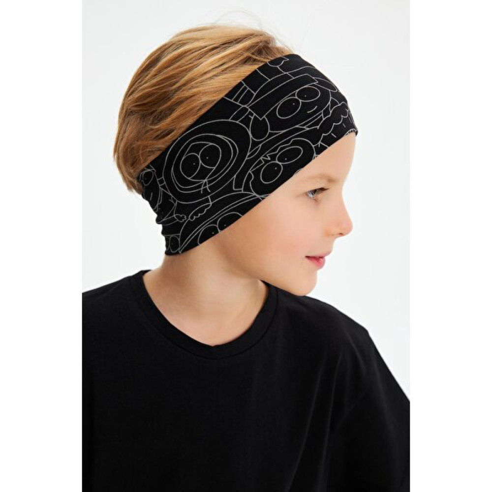 Babygiz Siyah Erkek Pamuklu Penye, Kaymaz, Terletmez, Ultra Hafif, Esnek Desenli Saç Bandı Bandana Çocuk Şapkası Fiyatı