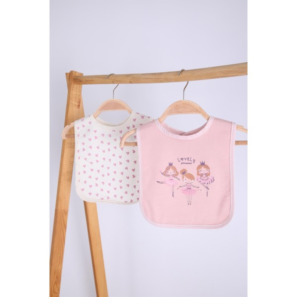 Babyhola Balerin-Kalp Desen Sıvı Geçirmez 2'li Mama Önlüğü 11229 - Renkli - Standart Mama Önlüğü Fiyatı