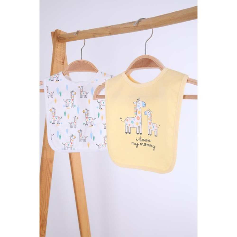 Babyhola Zürafa Desen Sıvı Geçirmez 2'li Mama Önlüğü 11221 - Renkli - Standart Mama Önlüğü Fiyatı