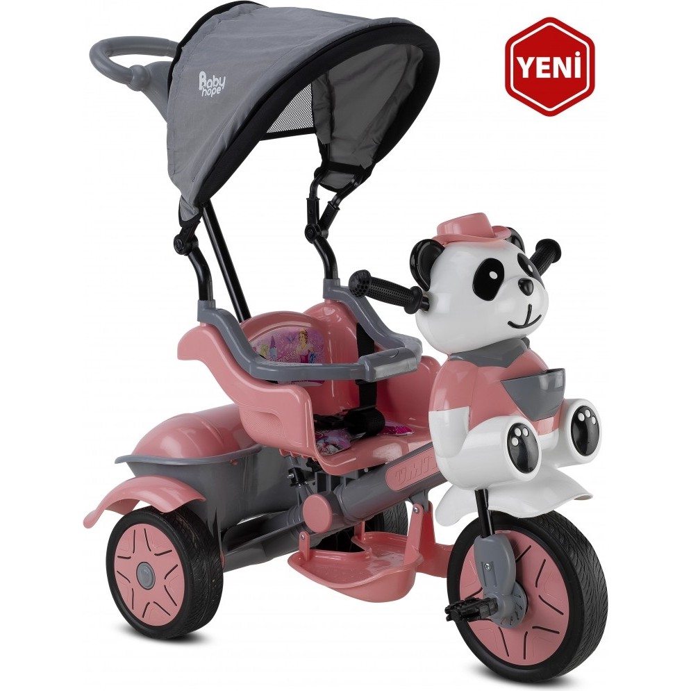 Babyhope 127 Little Panda Ebeveyn Kontrollü Tenteli Müzikli Tricycle Üç Teker Bisiklet Pastel Pembe 012706 Bisikletler Fiyatı