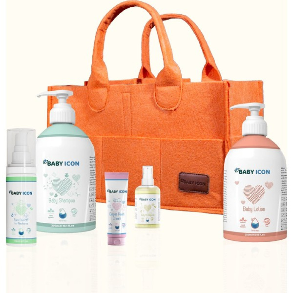 Babyicon Baby Icon Keçe Organizer Anne Bebek Bakım Seti - Turuncu Bebek Bakım Seti Fiyatı