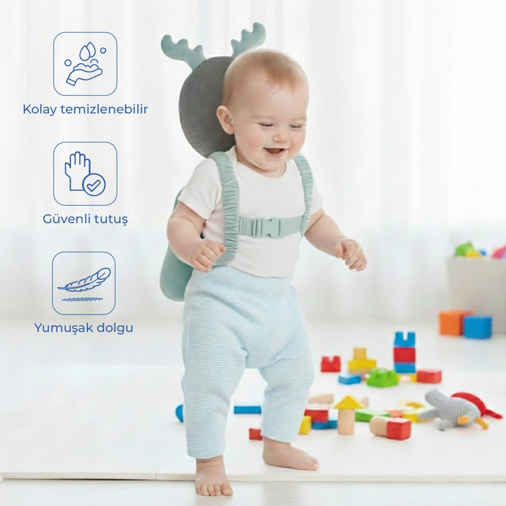Babyjem Bebek Melek Kanadı Kafa Bel Koruma Yastığı Yeşil Kadife Diğer Fiyatı