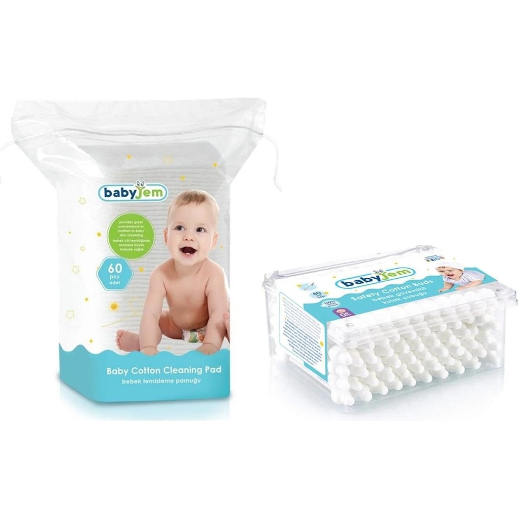 Babyjem Bebek Temizleme Pamuğu 60 Adet Bebek Kulak Çubuğu 60 Adet Bebek Bakım Seti Bebek Bakım Seti Fiyatı