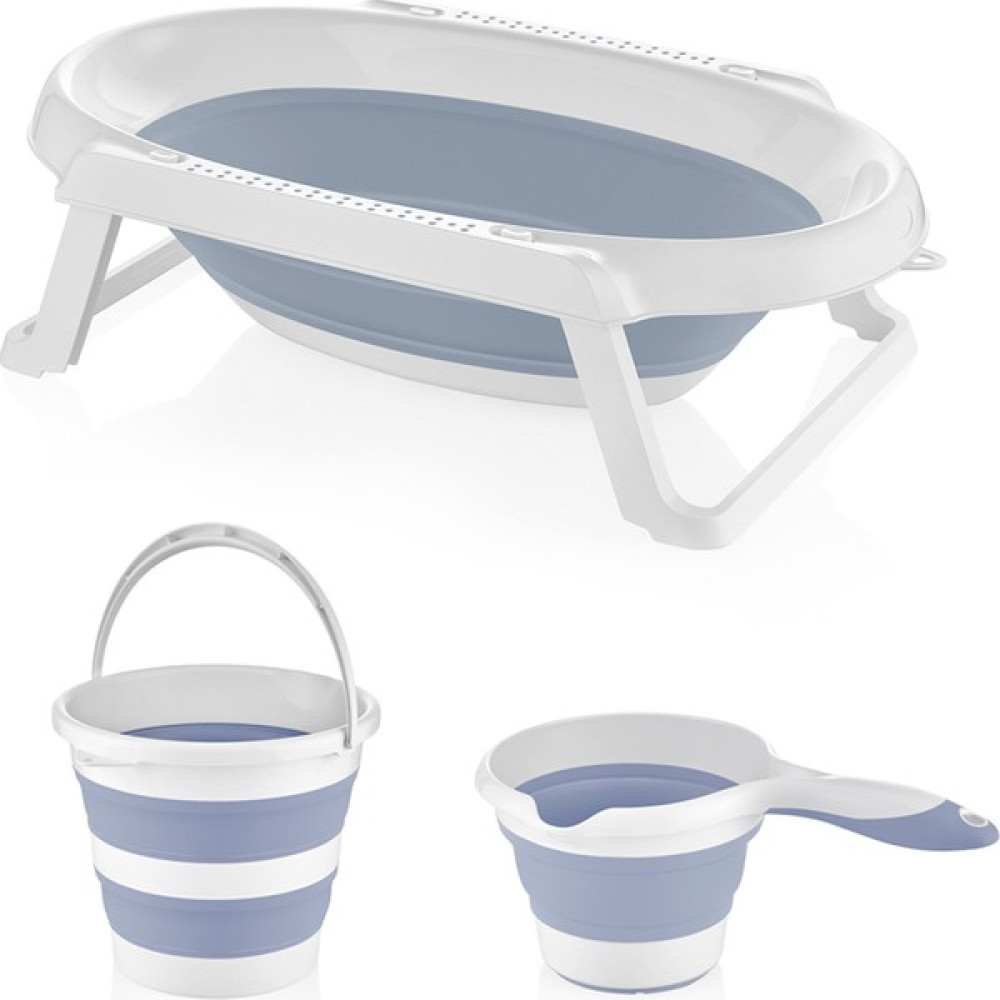 Babyjem Katlanır Banyo 3'lü Set Mavi Bebek Banyo Küveti Fiyatı