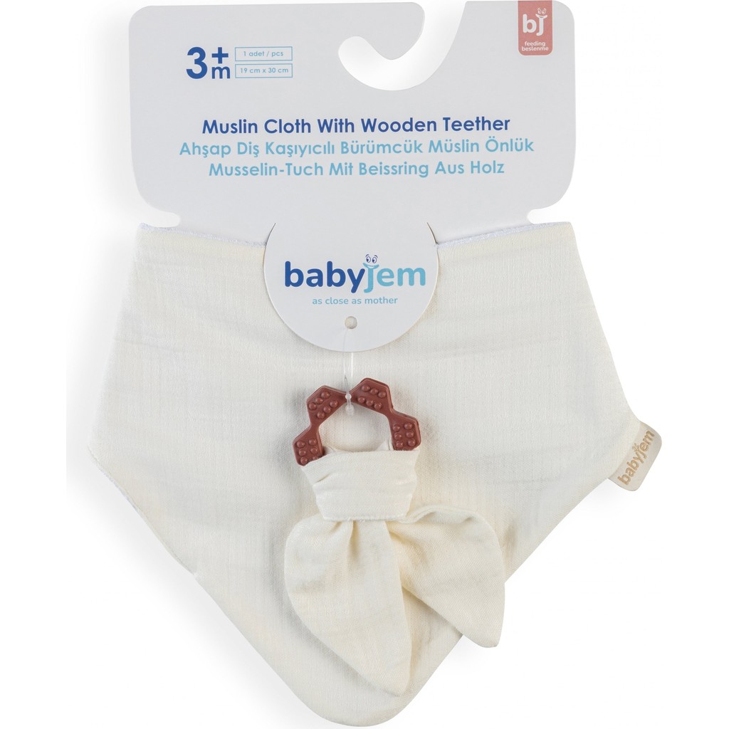 Babyjem Silikon Diş Kaşıyıcılı Müslin Mama Önlüğü Ekru - Standart - Renkli Diğer Fiyatı