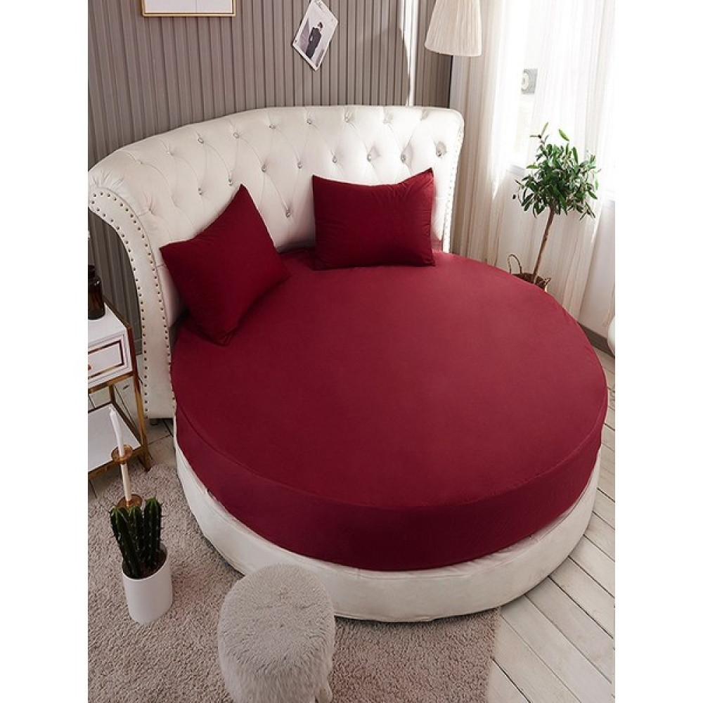 Babylee Pamuklu Çift Kişilik Yuvarlak Yatak Çarşaf Takımı - 220 x 220 cm - Bordo Çarşaf Fiyatı