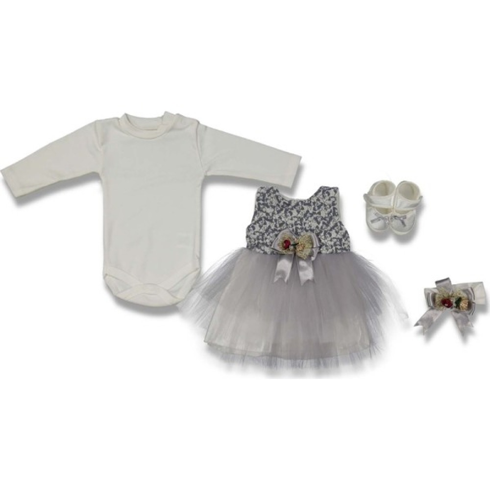 Babylia Kız Bebek Mevlüt Takımı Seti Elbise - Gri - 0 - 6 Ay Bebek Giyim-Tekstil Fiyatı