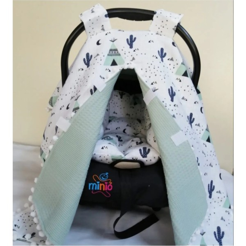Babylifehome %100 Pamuk Müslin Çift Taraflı Puset Örtüsü ve Minderi - Yeşil Bebek Oto Koltuğu Fiyatı