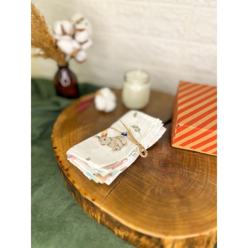Babylifehome %100 Pamuk Müslin Kumaştan 6'lı Müslin Ağız Mendili - 0 - 4 Yaş - Desenli Mama Önlüğü Fiyatı