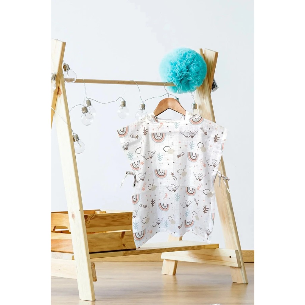 Babylifehome %100 Pamuk Müslin Kumaştan Bebek Panço - Renkli - 3 - 6 Yaş Diğer Fiyatı