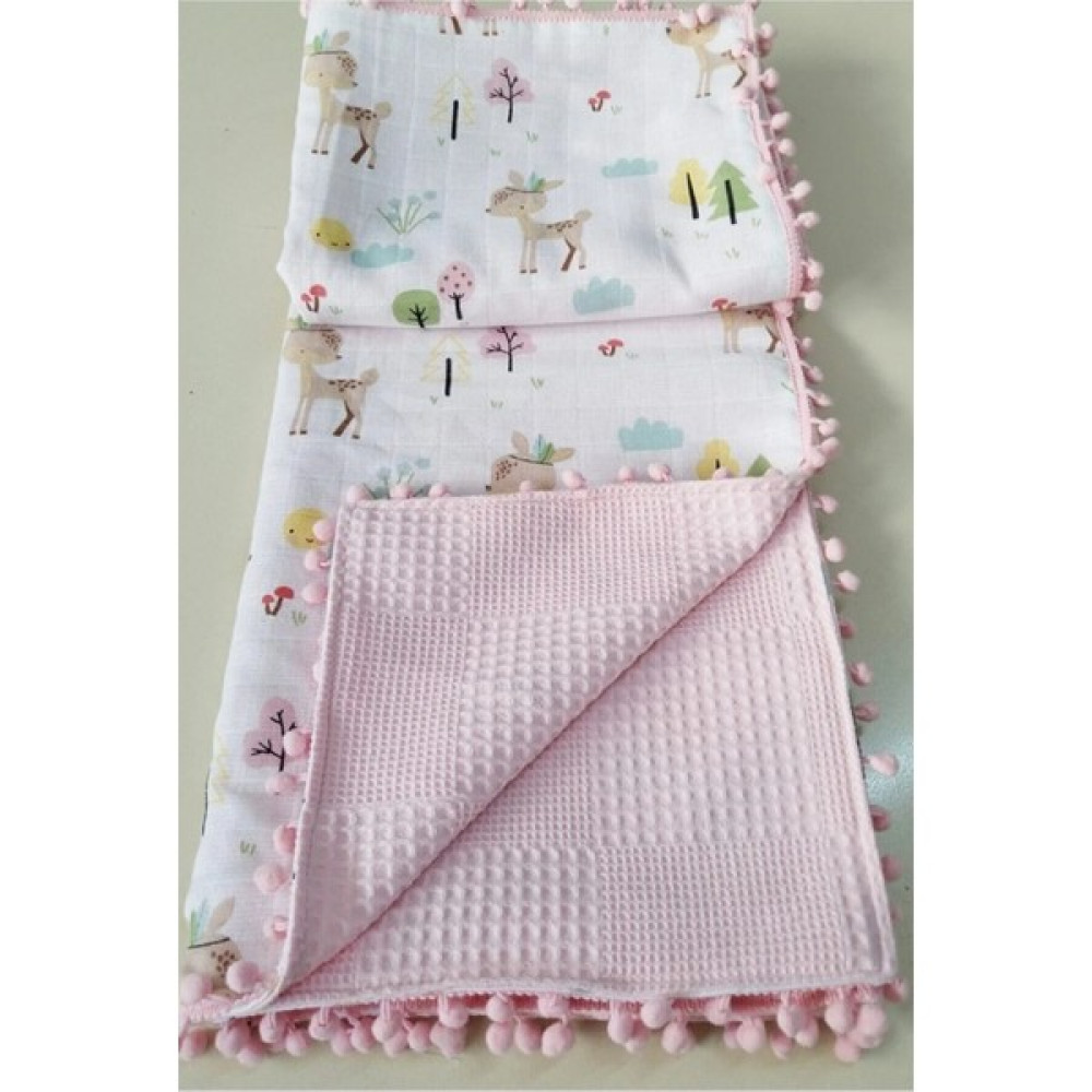 Babylifehome Çok Amaçlı Çift Katlı Müslin Pike Battaniye %100 Pamuk Bez Örtü - Pembe Bebek Battaniyesi Fiyatı