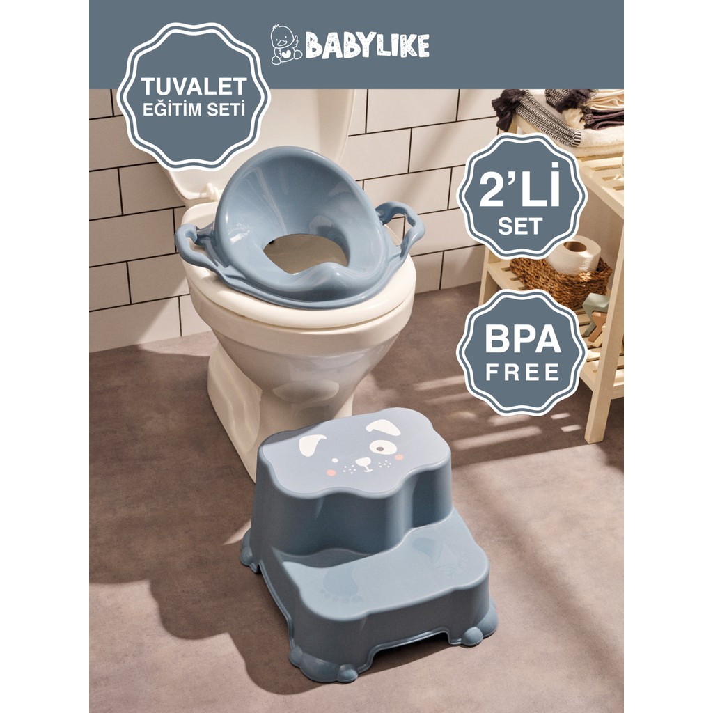 Babylike Çocuklar Için Tuvalet Eğitim Seti- Kaydırmaz Katlı Basamak ve Kulplu Klozet Adaptörü&koltuğu - Mavi Diğer Fiyatı