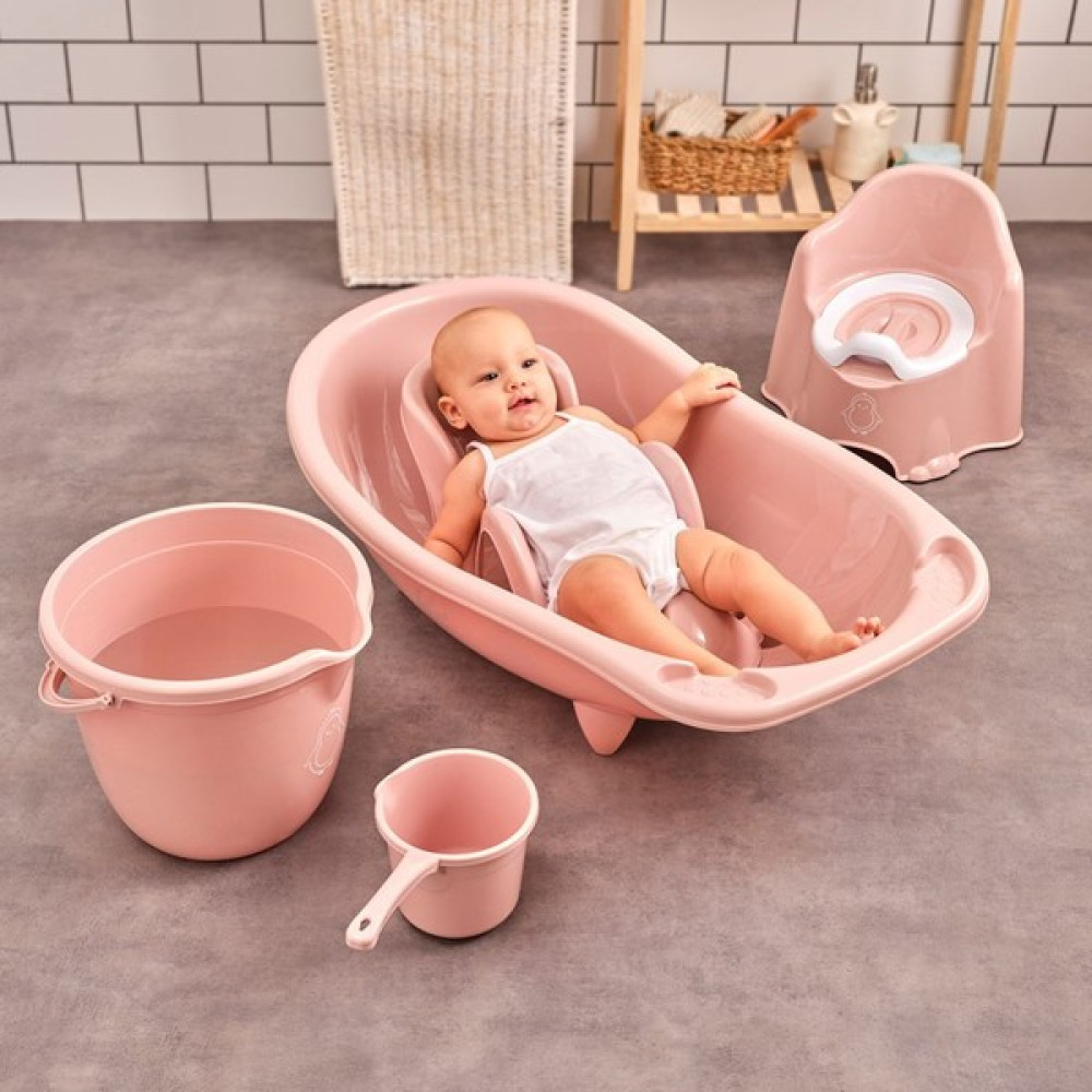 Babylike Yenidoğanlar & çocuklar 3'lü Bebek Seti - Küvet & kova & maşrapa - Pembe Bebek Banyo Küveti Fiyatı